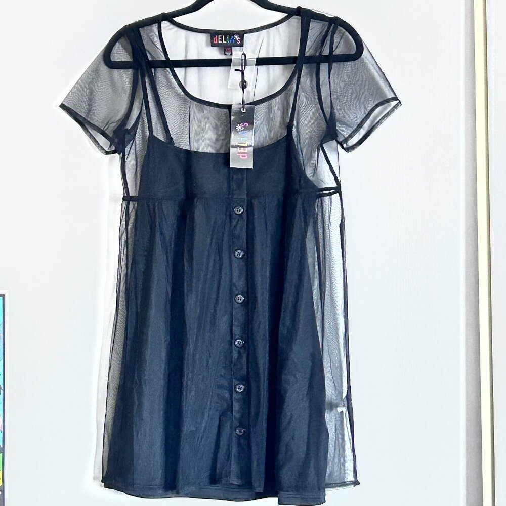 dELiA*s by Dolls Kil Black Sheer Dreams Become Reality Babydoll Dress